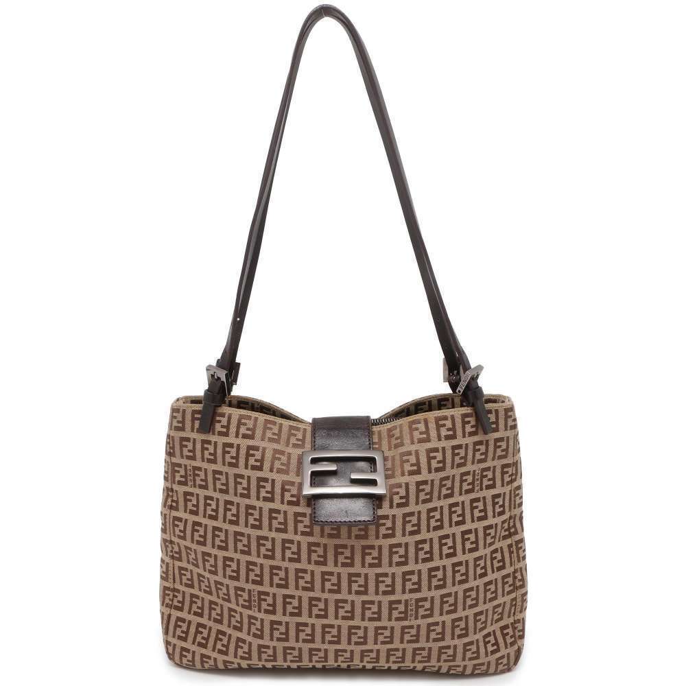 Fendi Tote Bag Zucchino Canvas Leather